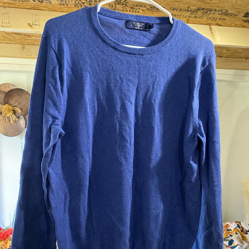 J. Crew crew neck sweater, cotton with cashmere, long sleeves.